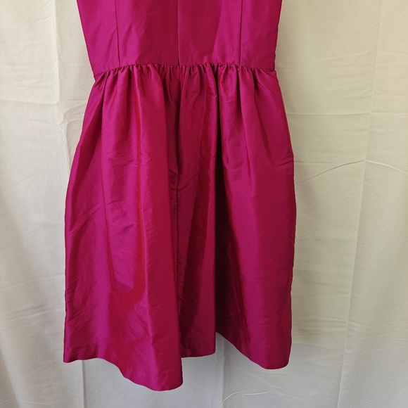Alfred Sung Shirred Skirt Cocktail Mini Dress In Fushsia Pink Shimmer Size 8 - Picture 9 of 11